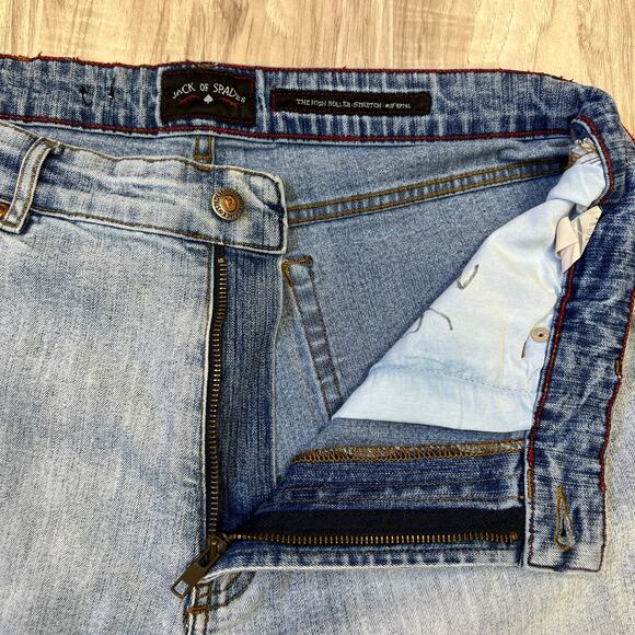 Jack Of Spades High Roller Stretch Jeans W36 L34 Straight Leg Light Wash Jean - Picture 7 of 13